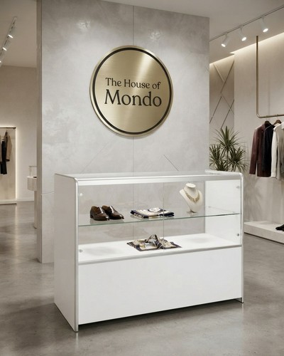 White glass retail shop - glass,