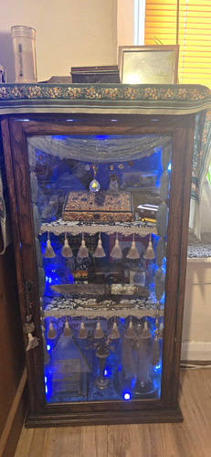 Oak glass display curio - glass, curio/